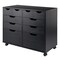 Contemporary Home Living Mobile Storage Cabinet Set with Bins and Drawers - 32" - Black